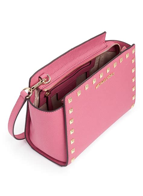 michael kors selma stud pale pink|Selma Medium Saffiano Leather Crossbody Bag .